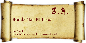 Beráts Milica névjegykártya
